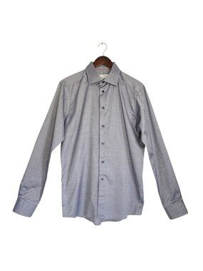 ETON Men's Slim Fit Long Sleeve Cotton Button Up Shirt in Blue - Sz 42/16.5